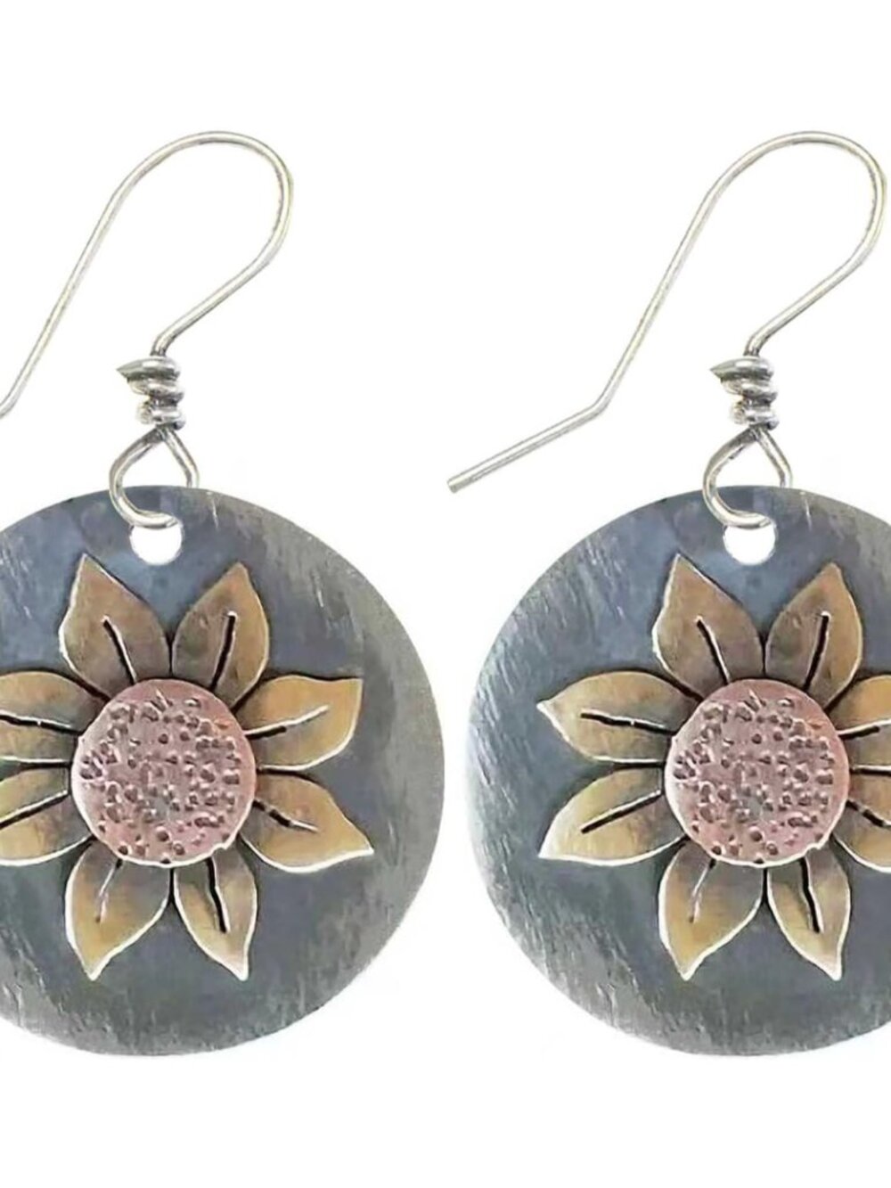 Trendy Boho Round Sunflower Dangle Drop Earrings for Women | Statement Vintage R